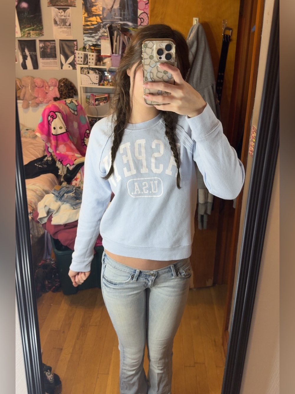 light blue sweatshirt